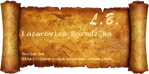 Lazarovics Bozsóka névjegykártya